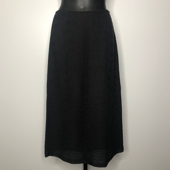 TSE Petrolem Zigzag Knit Skirt 100% Wool Crepe Italy L